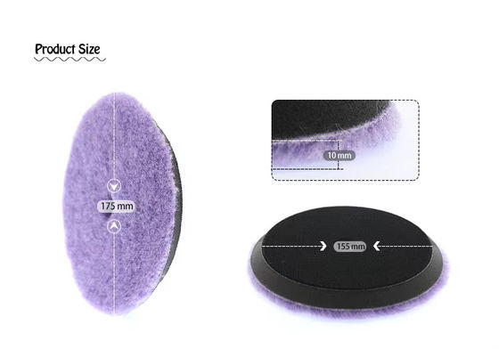Car detailing manufacturer 155mm purple short wool polishing pad wool buffing pad