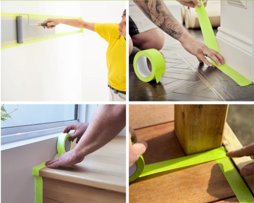 Green Masking Tape Uv Resistance 30 Days High Temperature 120 Degrees Washi Crepe Paper Painter Tape for Car Automotive Painting